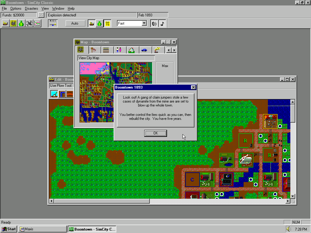 SimCity Classic (Windows) screenshot: Western graphics