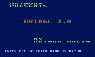Bridge 3.0 (Atari 8-bit) screenshot: Title screen