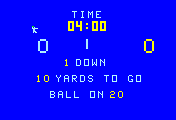 Football (Bally Astrocade) screenshot: Scoreboard