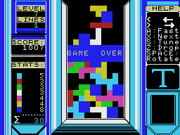 Tetris (MSX) screenshot: (MSX1) Game over