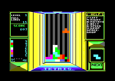 Tetris (Amstrad CPC) screenshot: Playing good old Tetris