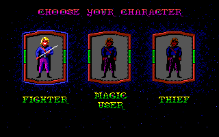 Hero's Quest: So You Want to Be a Hero (Amiga) screenshot: Character selection
