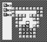 Puzznic (Game Boy) screenshot: Press "select" to change from shapes to numbers