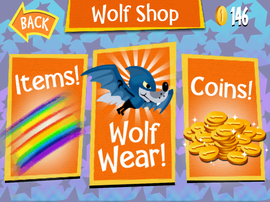 Wolf Toss (iPad) screenshot: What you see if you enter the Shop
