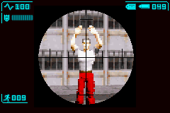 Ice Nine (Game Boy Advance) screenshot: Mission 3: "Tag" the people wearing red trousers (they are enemies)