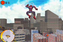 Spider-Man 2 (Game Boy Advance) screenshot: Sometimes the blend of 2D and 3D looks strange, like when Spider-Man is using his web here.