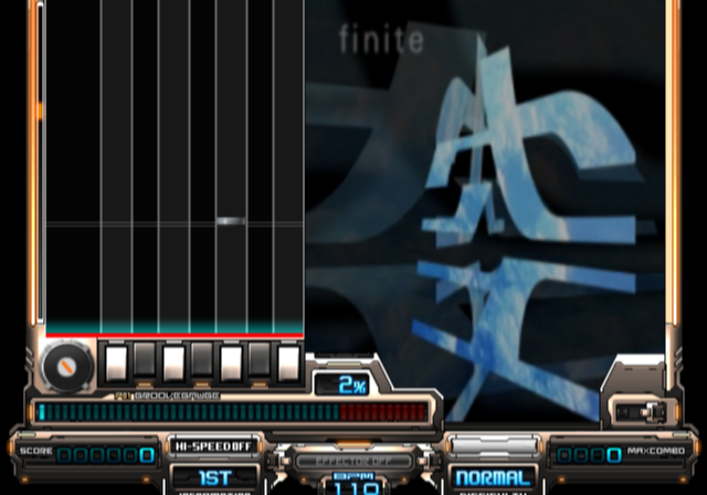 beatmania IIDX 14: GOLD (PlayStation 2) screenshot: A typical visual presentation of the gameplay: a tracker with the notes for the player to hit on the left and a music video on the right
