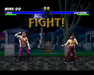 Mortal Kombat 3 (PlayStation) screenshot: Jax vs Liu Kang