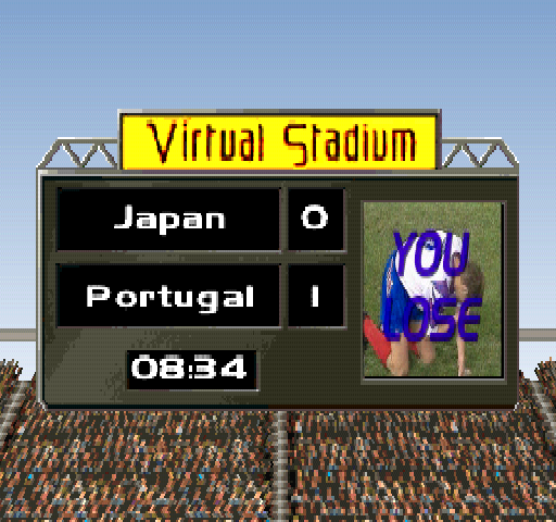 FIFA Soccer 96 (PlayStation) screenshot: You Lose