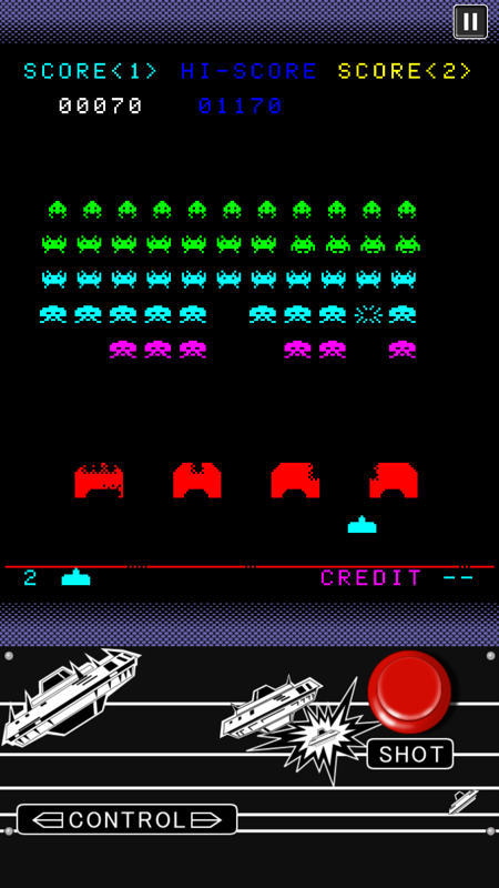 Space Invaders (Android) screenshot: Accelerator control