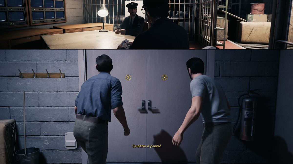 A Way Out (Windows) screenshot: The screen partition changes dynamically depending on the scene