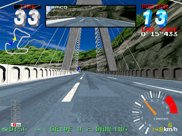 Ridge Racer 2 (Arcade) screenshot: On bridge