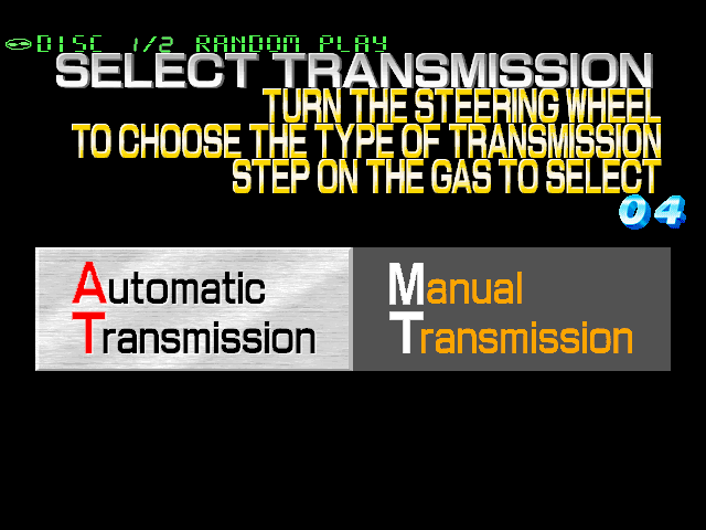 Ridge Racer 2 (Arcade) screenshot: Transmission select