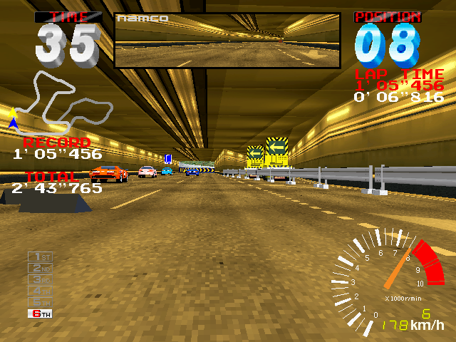 Ridge Racer 2 (Arcade) screenshot: Tunnel traffic