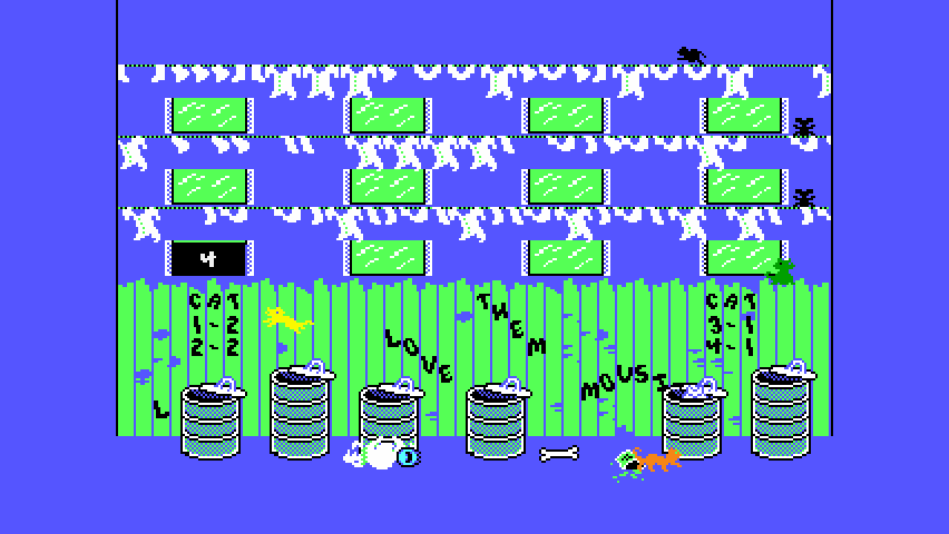 Alley Cat: Remeow Edition (Windows) screenshot: Did the dog just get HAOUKEN-ed? (PCjr)