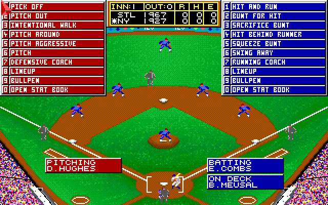 MicroLeague Baseball (Amiga) screenshot: Choose your play