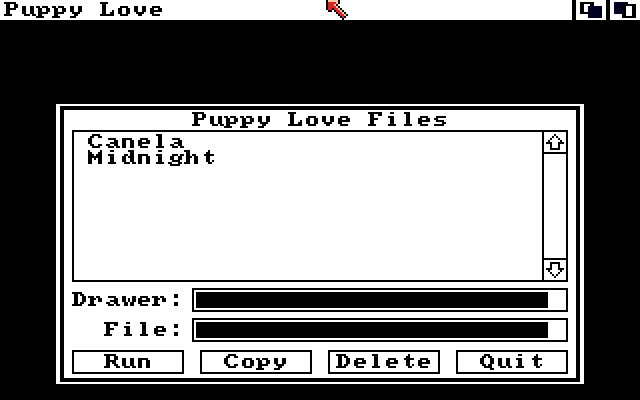 Puppy Love (Amiga) screenshot: Choose a puppy