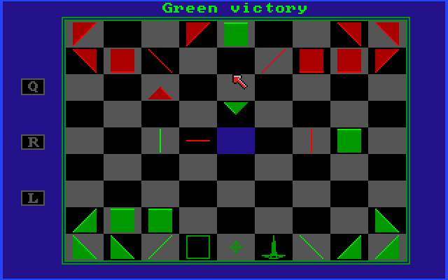 Laser Chess (Amiga) screenshot: Green wins