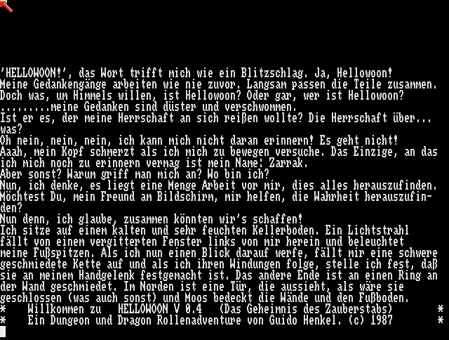 Hellowoon: Das Geheimnis des Zauberstabs (Amiga) screenshot: Game start