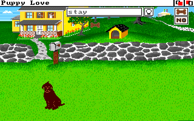 Puppy Love (Amiga) screenshot: The game utilizes text to speech a lot