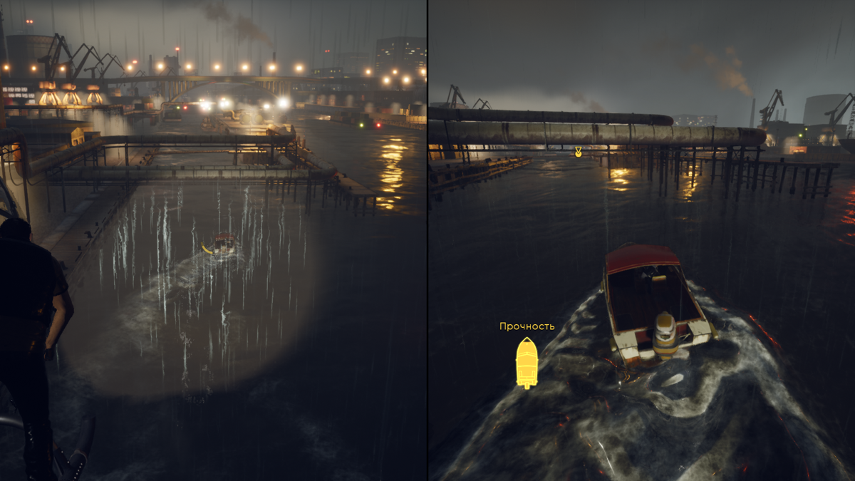 A Way Out (Windows) screenshot: Don't loose that boat! / Try and loose that chopper!