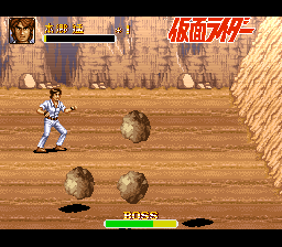 Kamen Rider (SNES) screenshot: Falling boulders