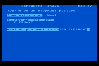 Around the World Adventure (Atari 8-bit) screenshot: I Found an Elephant