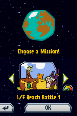 Galaxy Racers (Nintendo DS) screenshot: Choose a Mission!