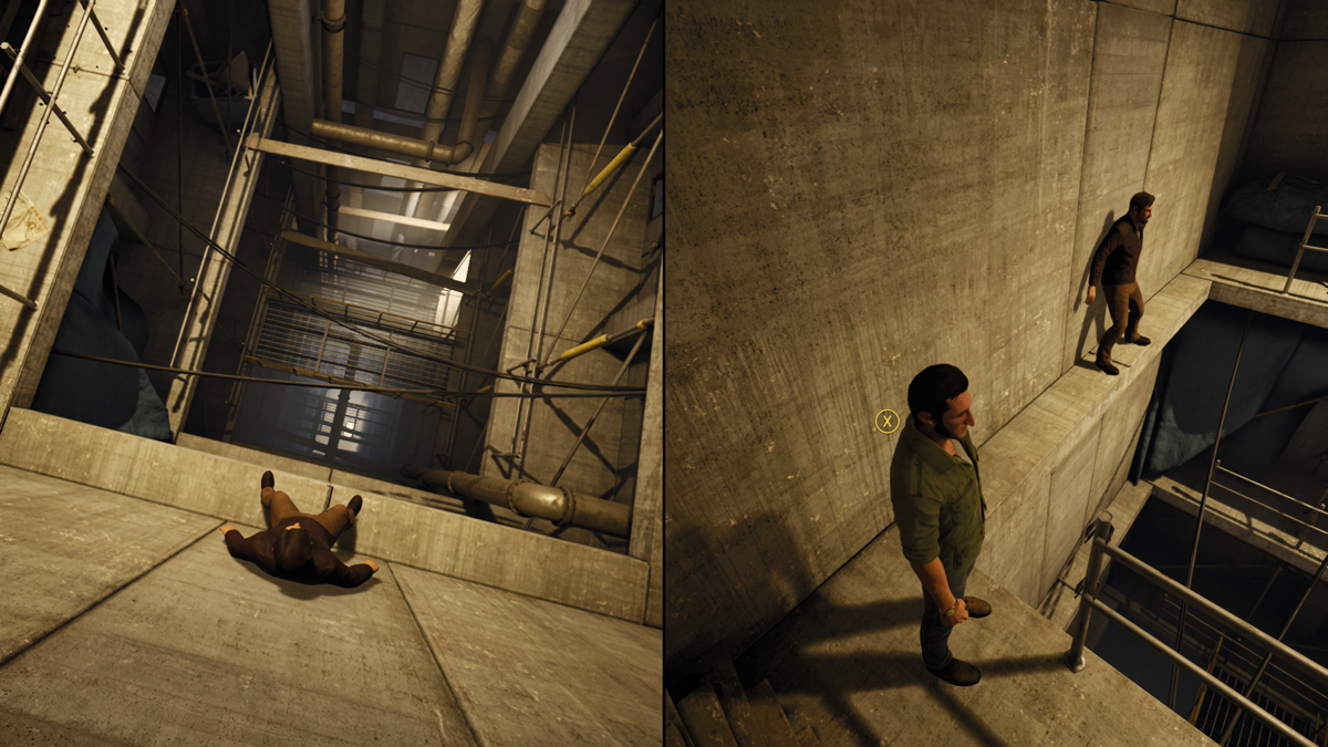 A Way Out (Windows) screenshot: Isn't there a safer way around?