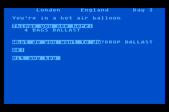 Around the World Adventure (Atari 8-bit) screenshot: In a Hot Air Balloon