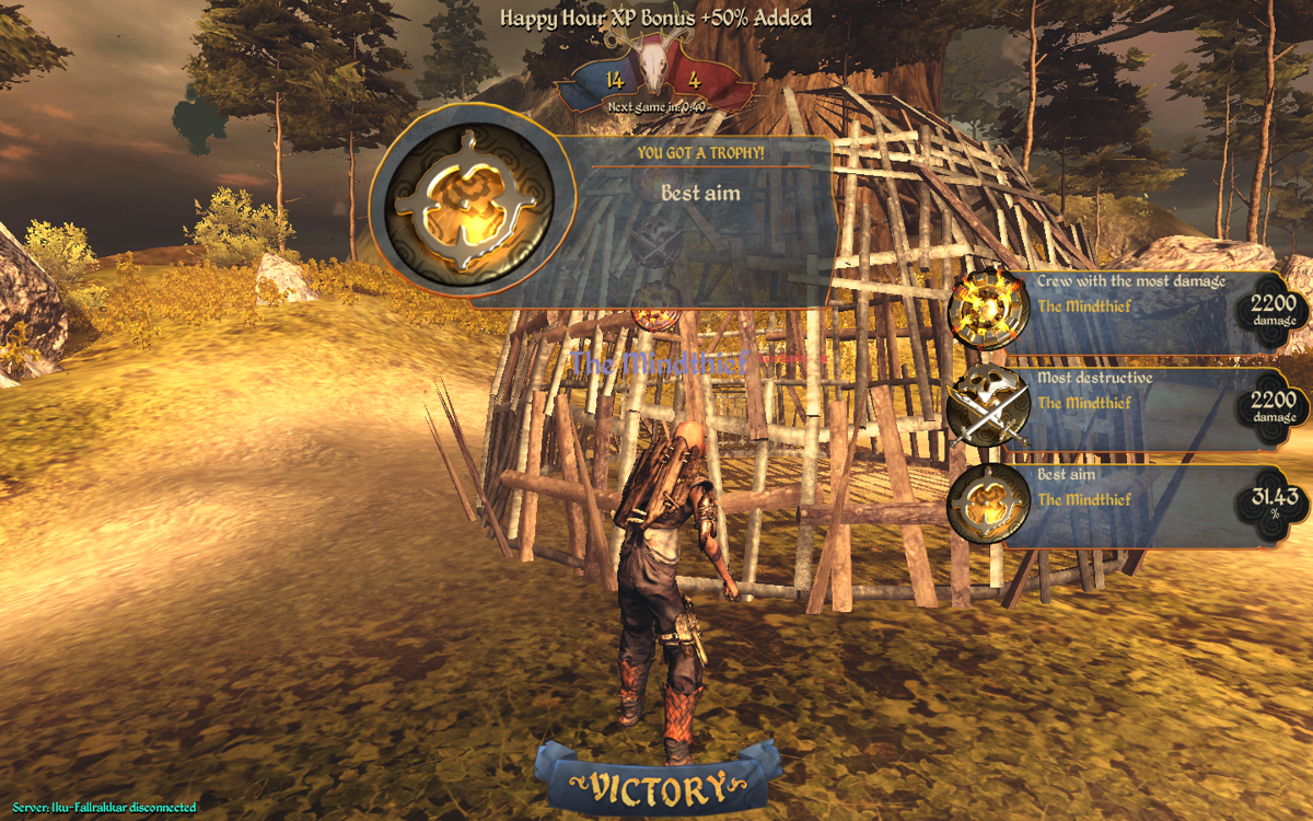 AirBuccaneers (Windows) screenshot: My team won and I get to see my opponents in the cage.