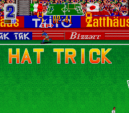 Super Soccer Champ (SNES) screenshot: Hat Trick!