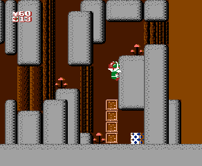 Kamen Rider Club: Gekitotsu Shocker Land (NES) screenshot: Climbing up