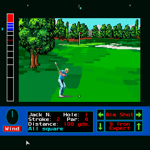 Jack Nicklaus presents The International Course Disk (Sharp X68000) screenshot: Playing a match against Jack Nicklaus