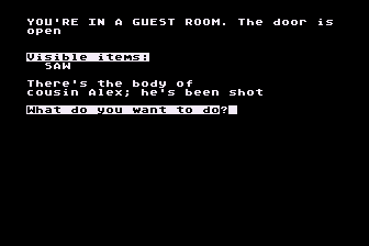 The Deadly Game (Atari 8-bit) screenshot: Alex has been Shot!