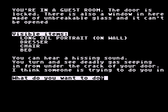 The Deadly Game (Atari 8-bit) screenshot: I'm Being Gassed