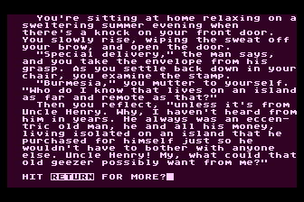 The Deadly Game (Atari 8-bit) screenshot: Introduction