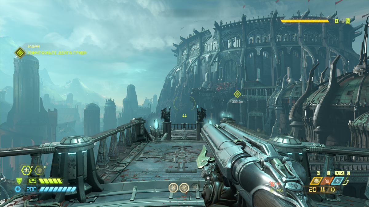 Doom Eternal (Windows) screenshot: Home world of the Night Sentinels. Nice architecture.