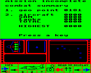 Strike Force Harrier (Electron) screenshot: Mission summary