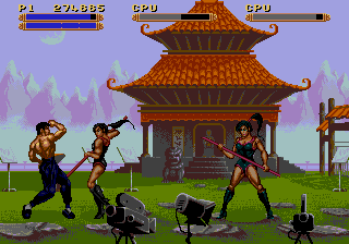 Dragon: The Bruce Lee Story (Genesis) screenshot: Another fight against two