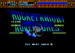 Rocket Knight Adventures (Genesis) screenshot: No need to state the obvious.