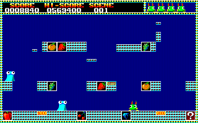Laptick (PC-88) screenshot: One tile left to go in scene 1