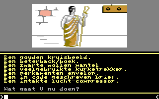 De Sekte... (Commodore 64) screenshot: When you type 'b (ezit), it will tells you what you are carrying.