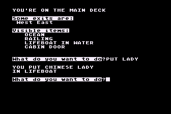 Dateline Titanic (Atari 8-bit) screenshot: Chinese Lady Saved
