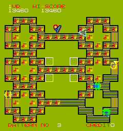 Rootin' Tootin' (Arcade) screenshot: A bonus has appeared on Level 3.