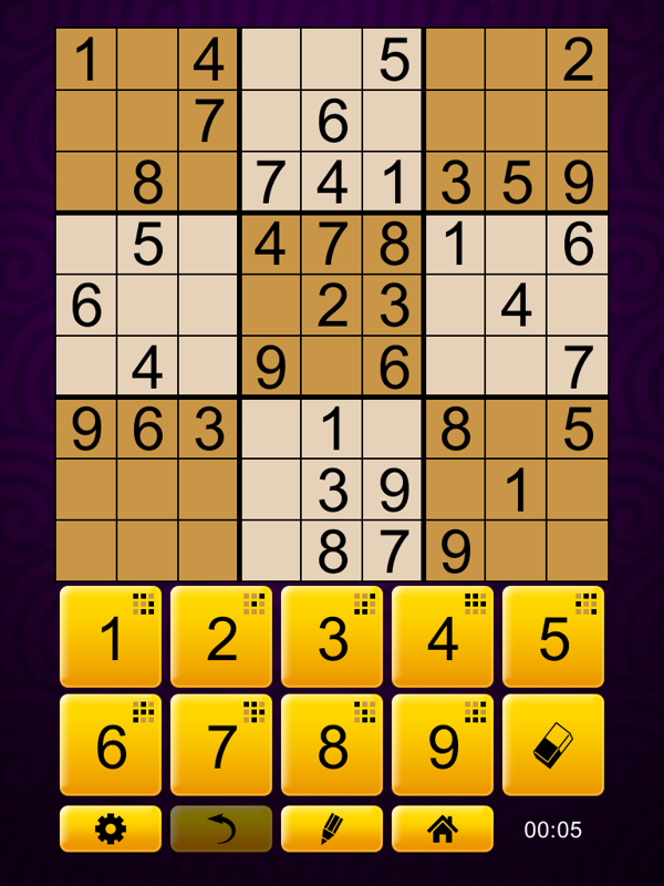 Sudoku Epic (iPad) screenshot: The game is on