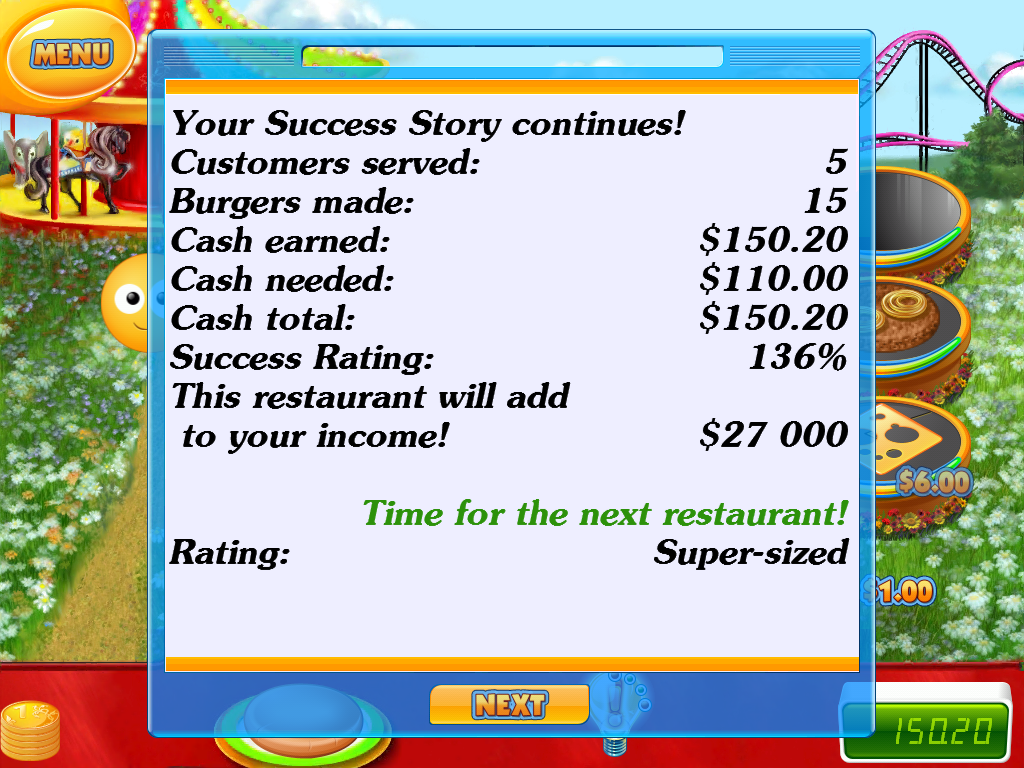 Success Story (iPad) screenshot: Stats at the end of the day