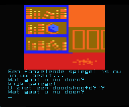 De Sekte... (MSX) screenshot: When you look in the mirror and NOT at the right place you'll see this (hint).