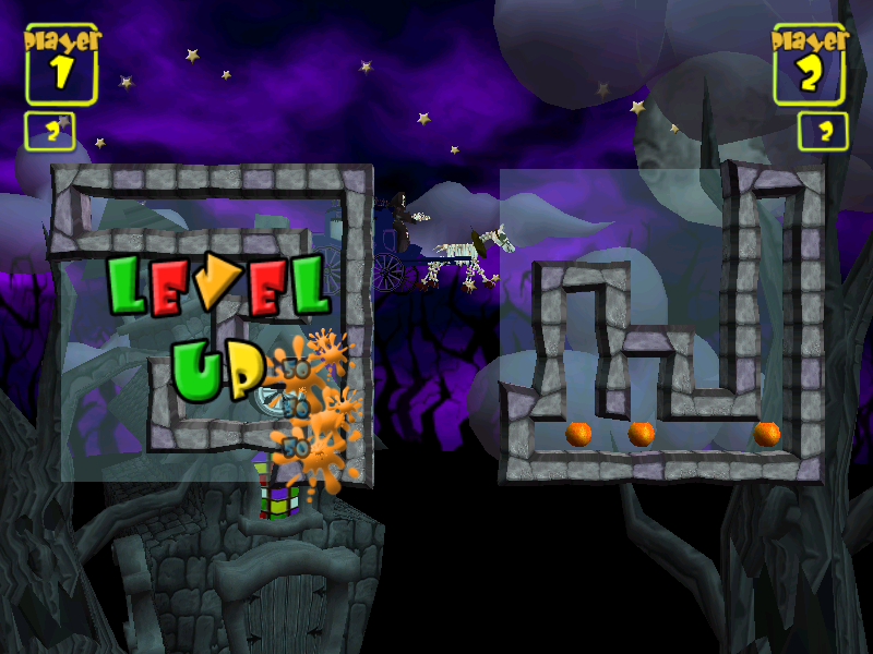 Fruit Fall (Windows) screenshot: A two player game In multiplayer games the players are often on different levels