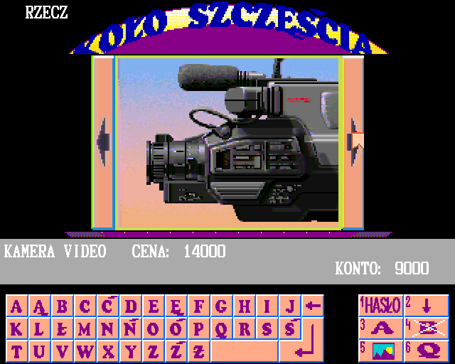Koło Szczęścia (Amiga) screenshot: Video camera as a prize